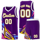 Custom Purple Gradient Graffiti Pattern Sports Uniform Basketball Jersey