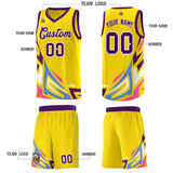 Custom Gold Gradient Graffiti Pattern Sports Uniform Basketball Jersey