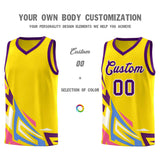 Custom Gold Gradient Graffiti Pattern Sports Uniform Basketball Jersey
