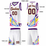Custom White Gradient Graffiti Pattern Sports Uniform Basketball Jersey