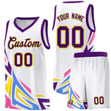 Custom White Gradient Graffiti Pattern Sports Uniform Basketball Jersey