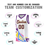 Custom White Gradient Graffiti Pattern Sports Uniform Basketball Jersey