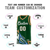 Custom Green Gradient Graffiti Pattern Sports Uniform Basketball Jersey