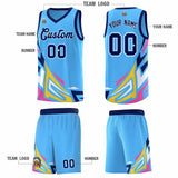 Custom Powder Blue Gradient Graffiti Pattern Sports Uniform Basketball Jersey