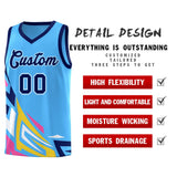 Custom Powder Blue Gradient Graffiti Pattern Sports Uniform Basketball Jersey