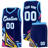 Custom Navy Gradient Graffiti Pattern Sports Uniform Basketball Jersey