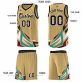 Custom Old Gold Gradient Graffiti Pattern Sports Uniform Basketball Jersey