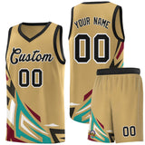 Custom Old Gold Gradient Graffiti Pattern Sports Uniform Basketball Jersey