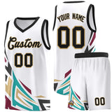 Custom White Gradient Graffiti Pattern Sports Uniform Basketball Jersey