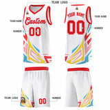Custom White Gradient Graffiti Pattern Sports Uniform Basketball Jersey