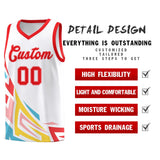 Custom White Gradient Graffiti Pattern Sports Uniform Basketball Jersey