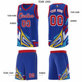 Custom Royal Gradient Graffiti Pattern Sports Uniform Basketball Jersey
