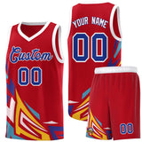 Custom Red Gradient Graffiti Pattern Sports Uniform Basketball Jersey