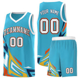 Custom Sky Blue Gradient Graffiti Pattern Sports Uniform Basketball Jersey