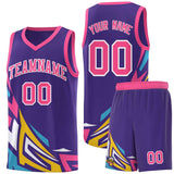 Custom Purple Gradient Graffiti Pattern Sports Uniform Basketball Jersey