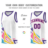 Custom White Gradient Graffiti Pattern Sports Uniform Basketball Jersey