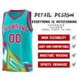 Custom Aqua Gradient Graffiti Pattern Sports Uniform Basketball Jersey