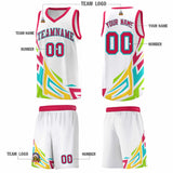 Custom White Gradient Graffiti Pattern Sports Uniform Basketball Jersey
