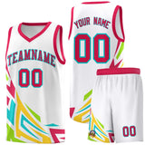 Custom White Gradient Graffiti Pattern Sports Uniform Basketball Jersey