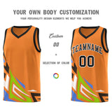 Custom Gold Orange Gradient Graffiti Pattern Sports Uniform Basketball Jersey