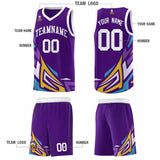 Custom Purple Gradient Graffiti Pattern Sports Uniform Basketball Jersey