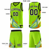 Custom Neon Green Gradient Graffiti Pattern Sports Uniform Basketball Jersey