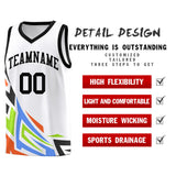 Custom White Gradient Graffiti Pattern Sports Uniform Basketball Jersey