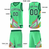 Custom Green Gradient Graffiti Pattern Sports Uniform Basketball Jersey