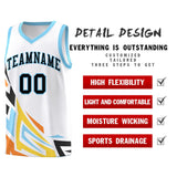 Custom White Gradient Graffiti Pattern Sports Uniform Basketball Jersey