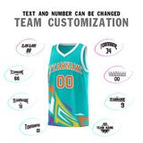 Custom Aqua Gradient Graffiti Pattern Sports Uniform Basketball Jersey