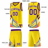Custom Gold Gradient Graffiti Pattern Sports Uniform Basketball Jersey