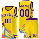 Custom Gold Gradient Graffiti Pattern Sports Uniform Basketball Jersey