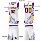 Custom White Gradient Graffiti Pattern Sports Uniform Basketball Jersey