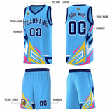 Custom Powder Blue Gradient Graffiti Pattern Sports Uniform Basketball Jersey