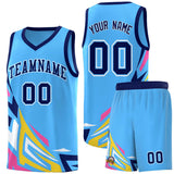 Custom Powder Blue Gradient Graffiti Pattern Sports Uniform Basketball Jersey