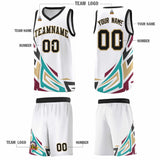 Custom White Gradient Graffiti Pattern Sports Uniform Basketball Jersey