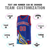 Custom Royal Gradient Graffiti Pattern Sports Uniform Basketball Jersey
