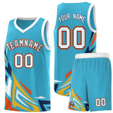 Custom Sky Blue Gradient Graffiti Pattern Sports Uniform Basketball Jersey