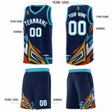 Custom Navy Gradient Graffiti Pattern Sports Uniform Basketball Jersey