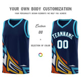 Custom Navy Gradient Graffiti Pattern Sports Uniform Basketball Jersey