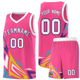 Custom Pink Gradient Graffiti Pattern Sports Uniform Basketball Jersey