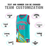 Custom Aqua Gradient Graffiti Pattern Sports Uniform Basketball Jersey