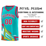 Custom Aqua Gradient Graffiti Pattern Sports Uniform Basketball Jersey