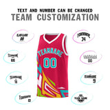 Custom Red Gradient Graffiti Pattern Sports Uniform Basketball Jersey