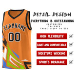 Custom Gold Orange Gradient Graffiti Pattern Sports Uniform Basketball Jersey