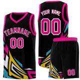 Custom Black Gradient Graffiti Pattern Sports Uniform Basketball Jersey
