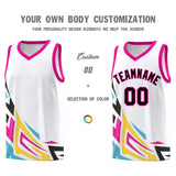 Custom White Gradient Graffiti Pattern Sports Uniform Basketball Jersey