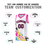 Custom White Gradient Graffiti Pattern Sports Uniform Basketball Jersey