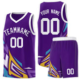 Custom Purple Gradient Graffiti Pattern Sports Uniform Basketball Jersey