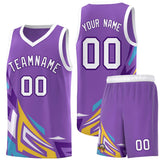 Custom Light Purple Gradient Graffiti Pattern Sports Uniform Basketball Jersey